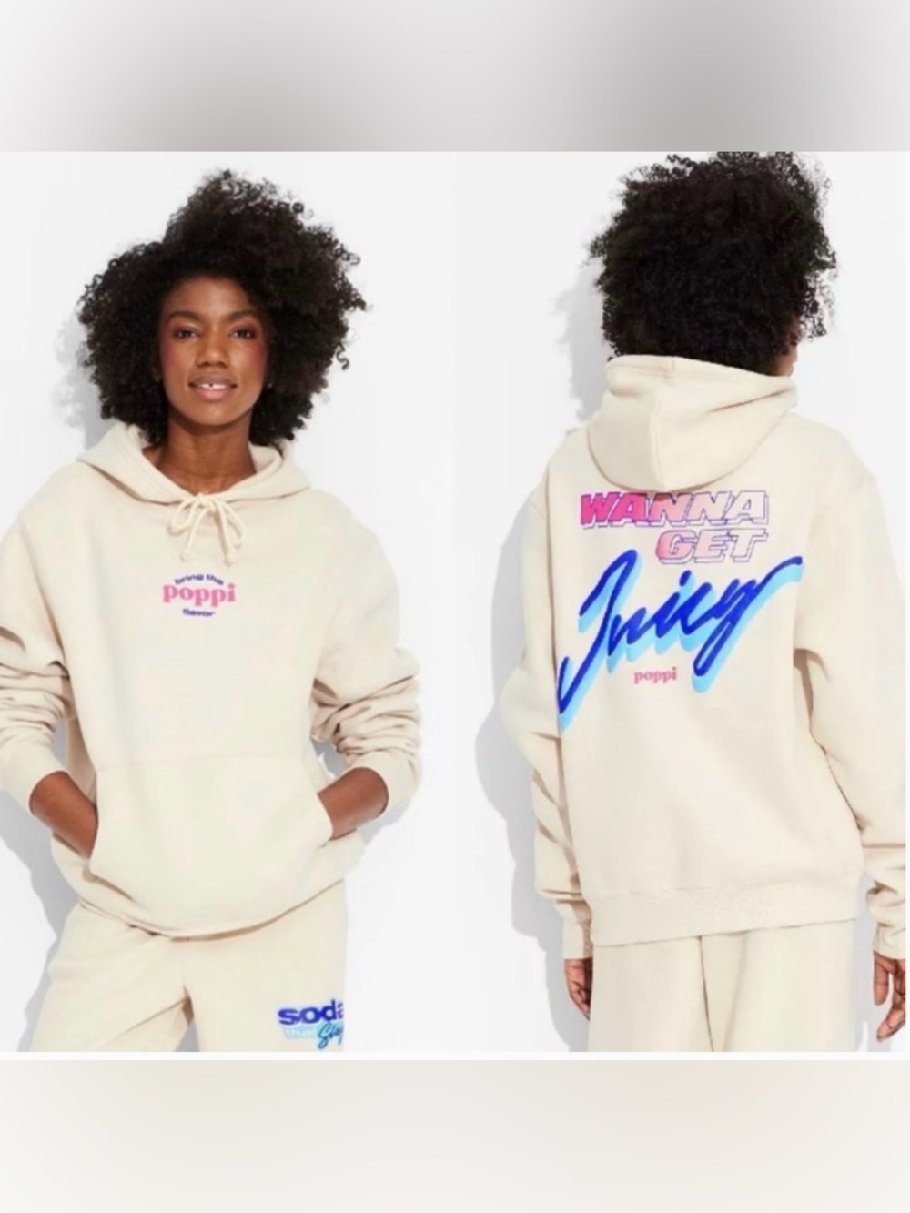 Poppi x Target Beige Stay Juicy Oversized Hoodie XL